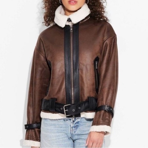 wild fable Jackets & Blazers - Faux Shearling Aviator Jacket Vintage Style Wild Fable Brown SIZE XL NWT
